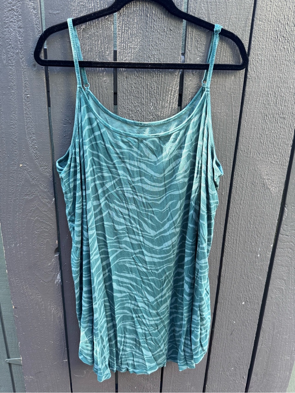 Torrid Teal Zebra-print Spaghetti Strap Sleep Dress, Oversized - Size 4